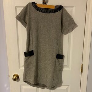 Gray Short Sleeve Dress with Black Accents